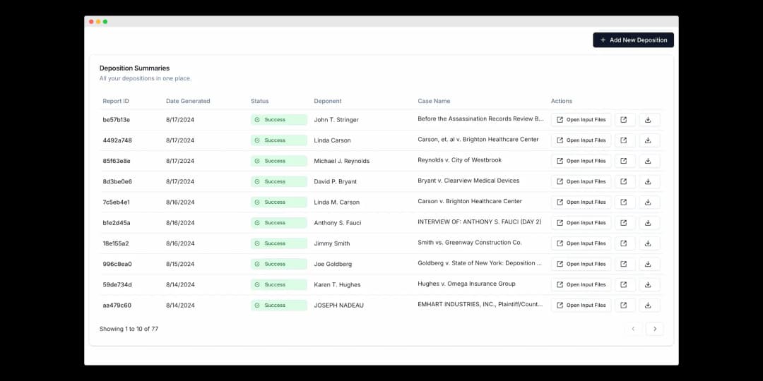 Deposition Summaries